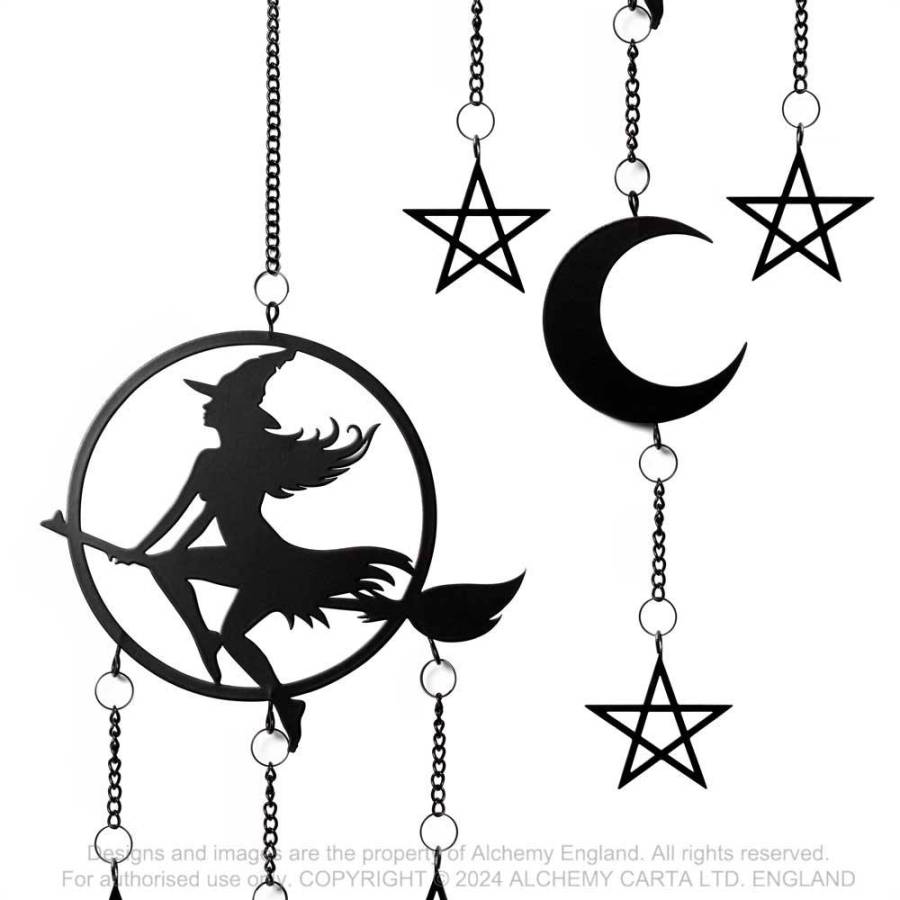 Alchemy Gothic Witch by Moonlight Black Steel Hanging Decoration