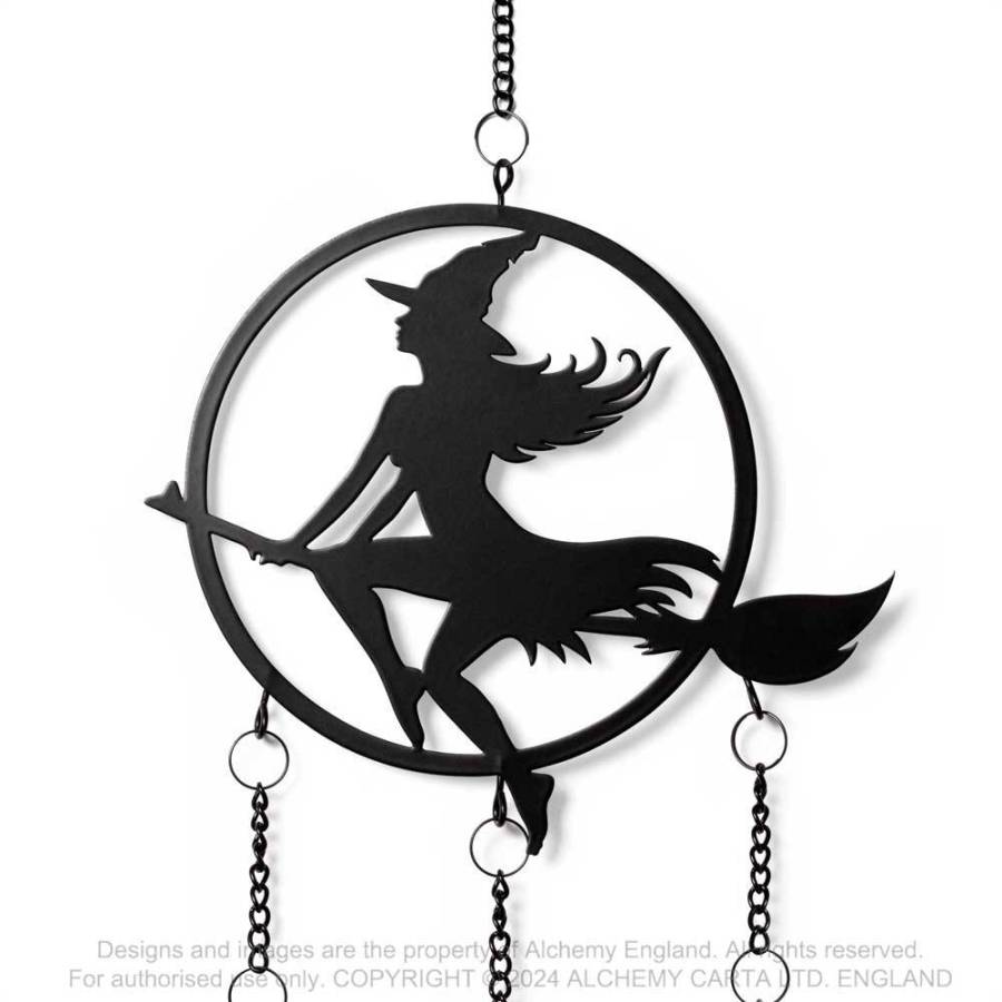 Alchemy Gothic Witch by Moonlight Black Steel Hanging Decoration