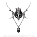 Alchemy Gothic Wycca Queen Necklace - Pewter Triple Moon Lilith Pendant