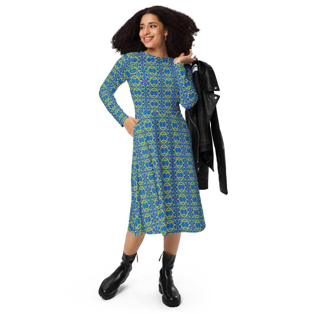 Direct long sleeve midi dress