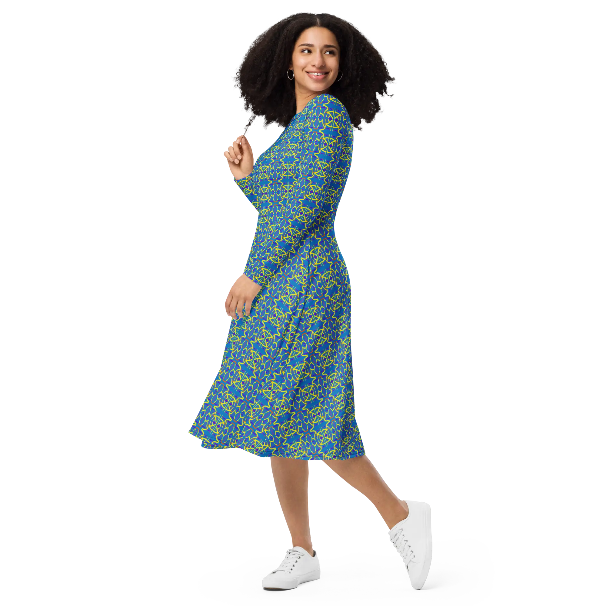 Direct long sleeve midi dress