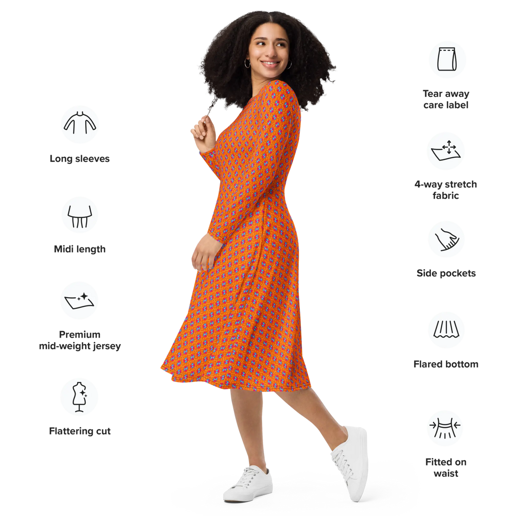 Hour Glass long sleeve midi dress