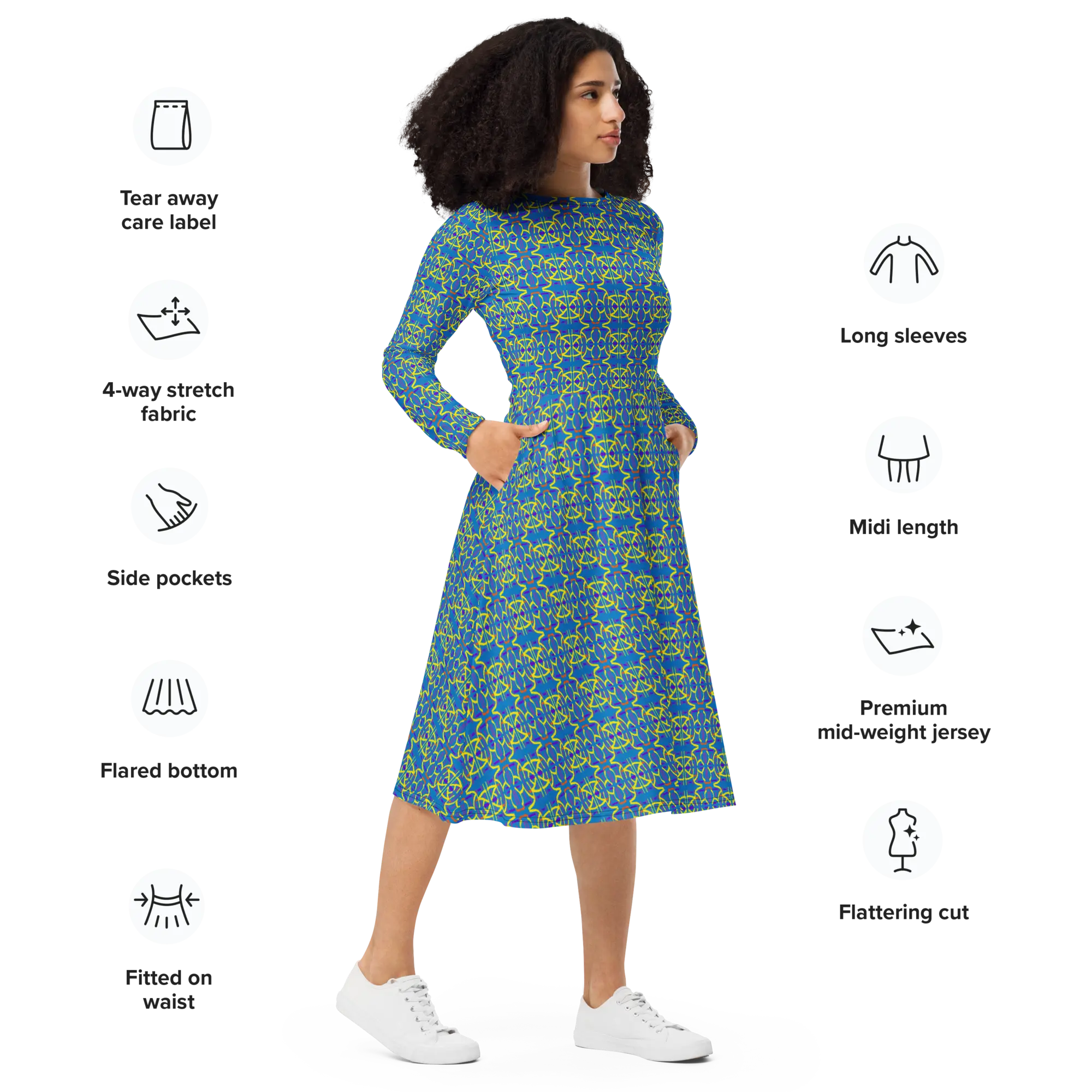 Direct long sleeve midi dress