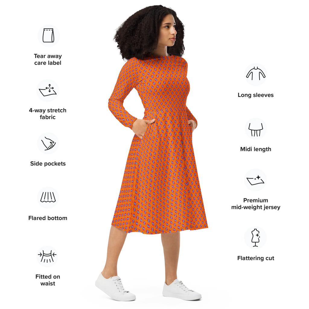 Hour Glass long sleeve midi dress