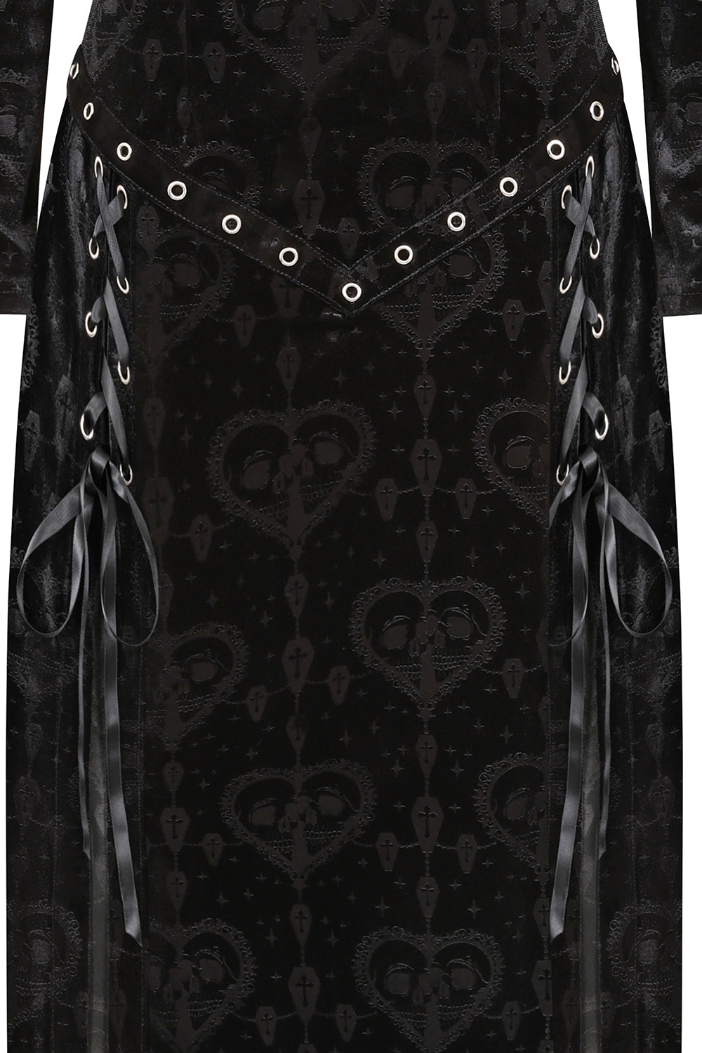Banned Amara Gothic Burnout Velvet Dress – Black Cold-Shoulder Gown