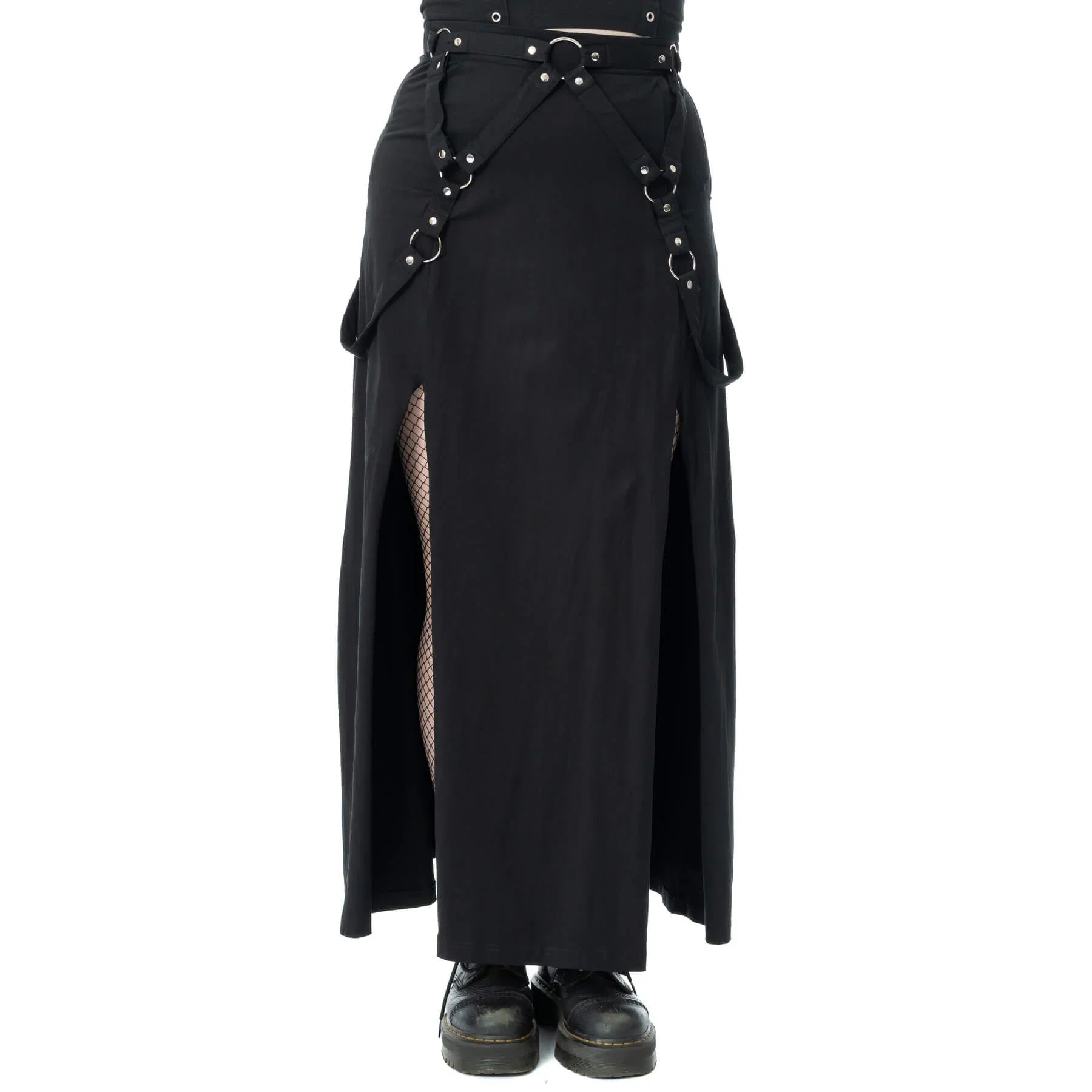 Poizen Industries Amaranth Maxi Skirt | Black Cotton Gothic Skirt