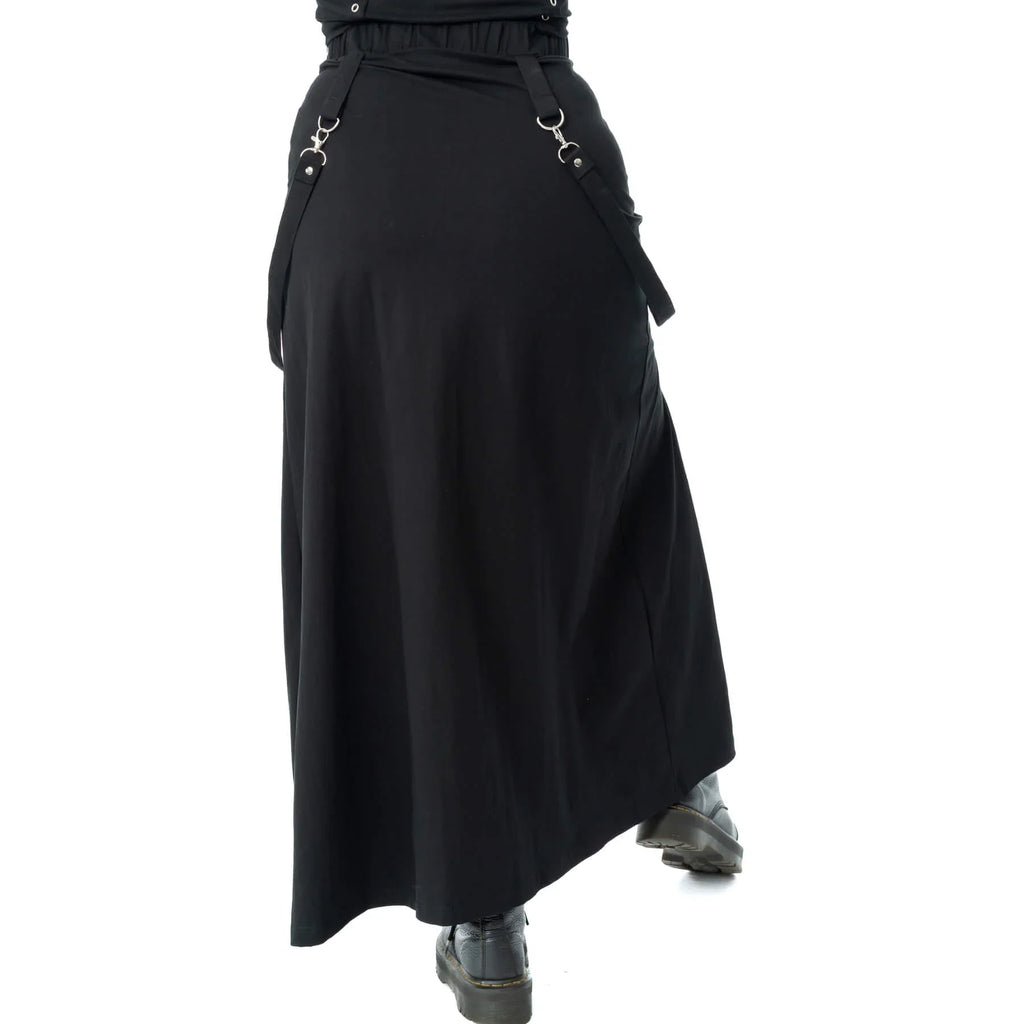 Poizen Industries Amaranth Maxi Skirt | Black Cotton Gothic Skirt