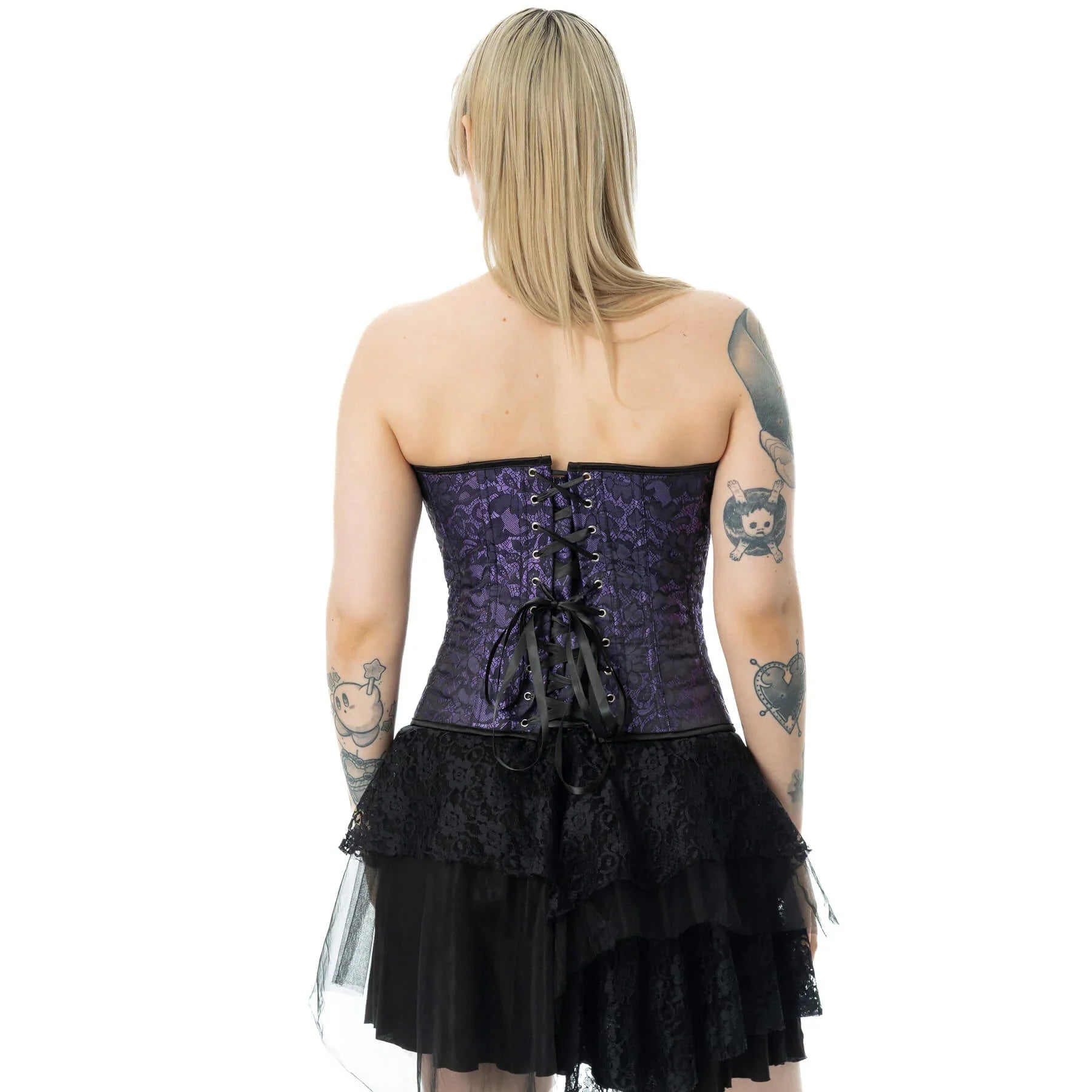Vixxsin Amethyst Lace Gothic Corset – Black and Purple Lace-Up Top