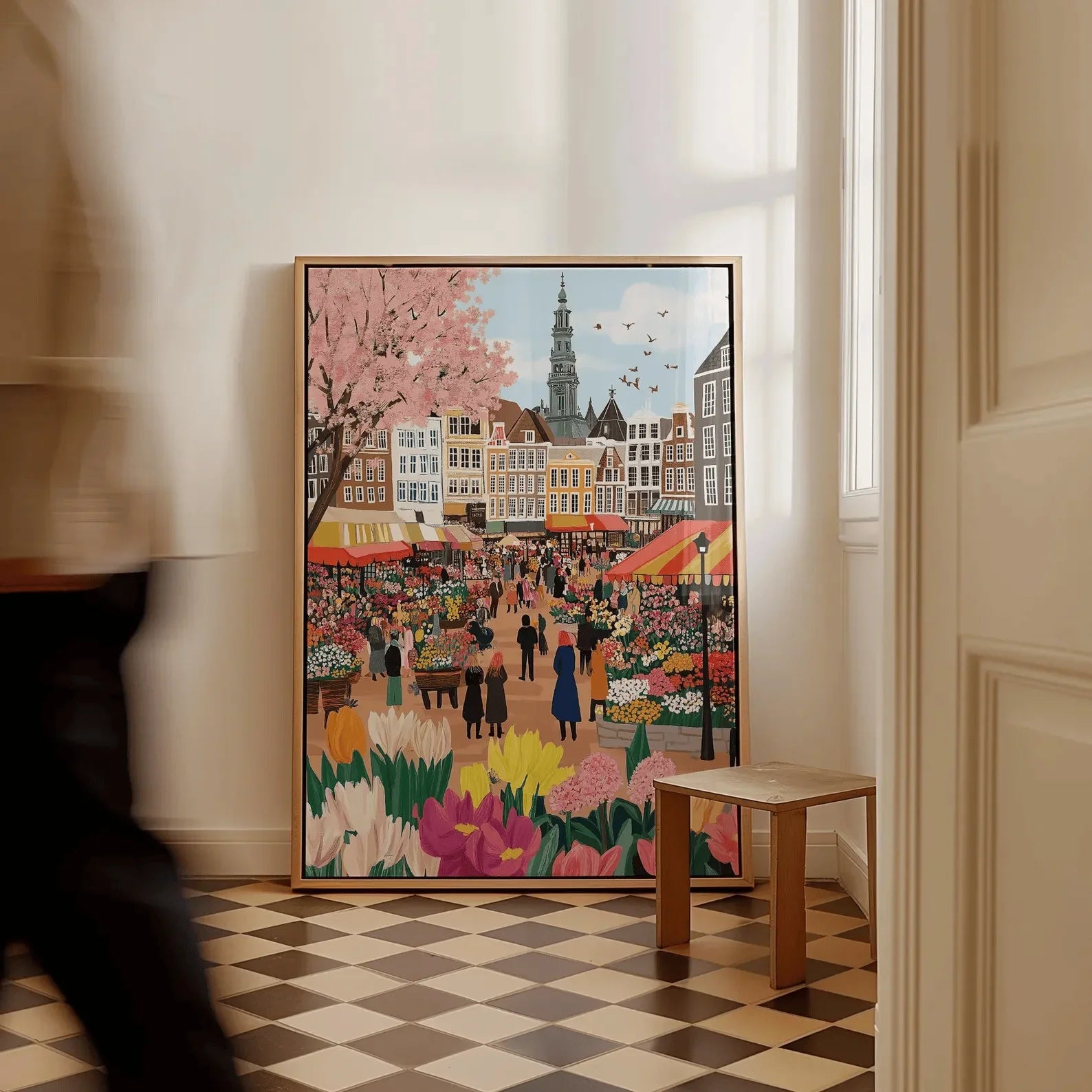 Amsterdam Flower Market Canvas Poster – Netherlands City Wall Art