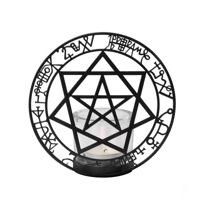 Alchemy Gothic Angels & Demons Tealight Holder | Black Iron & Glass