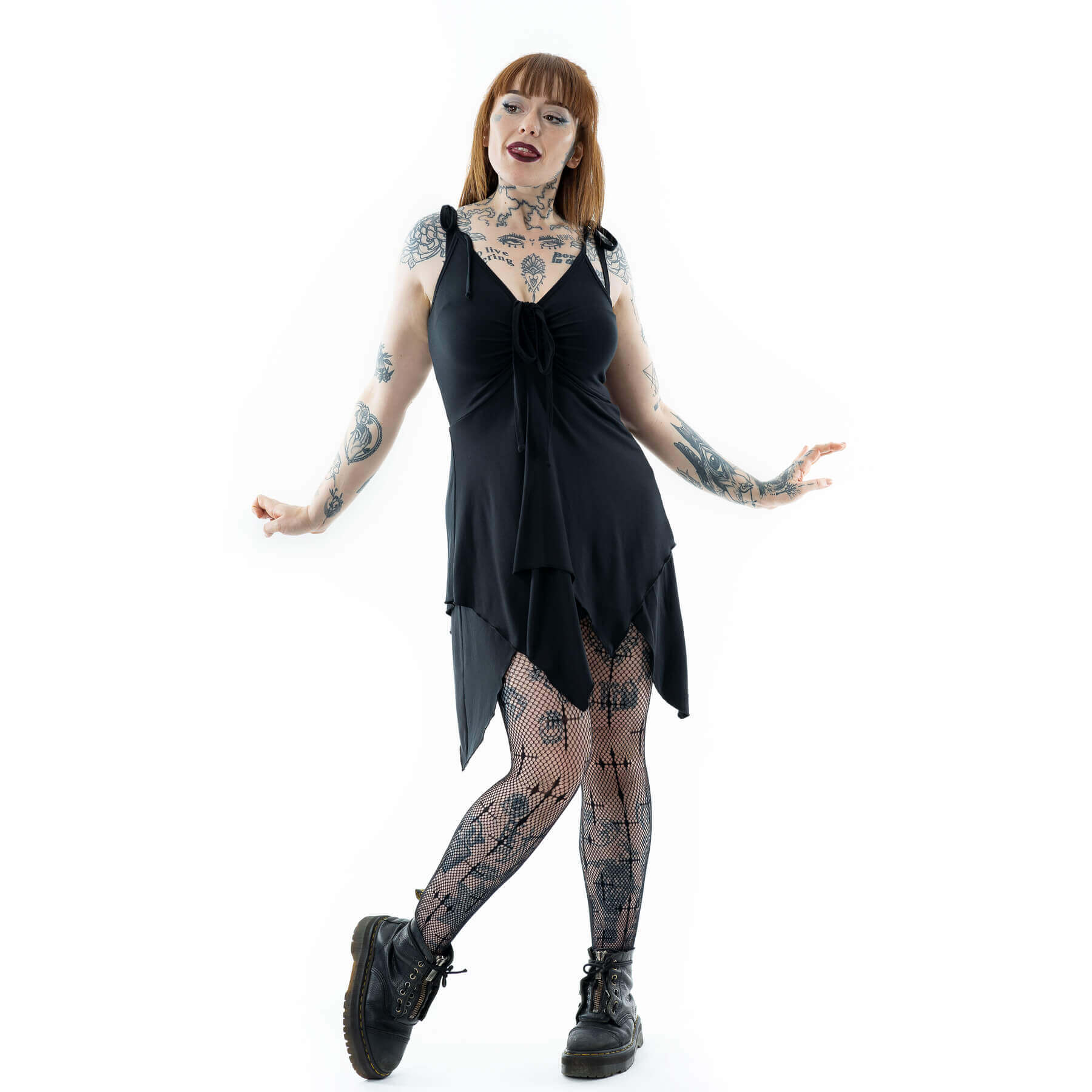 Innocent Lifestyle Apollonia Black Goth Dress | Asymmetrical Viscose