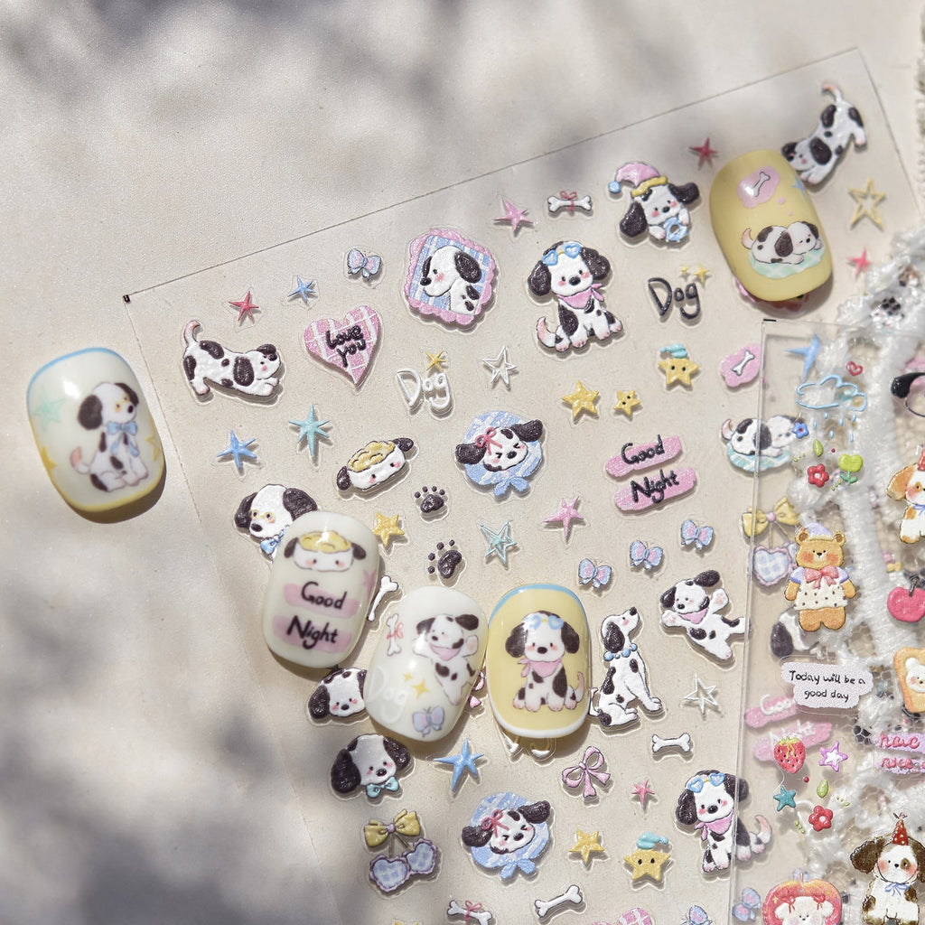 LuLuFun Studio Apple and Puppy Nail Deco Stickers - DIY Nail Art Decals