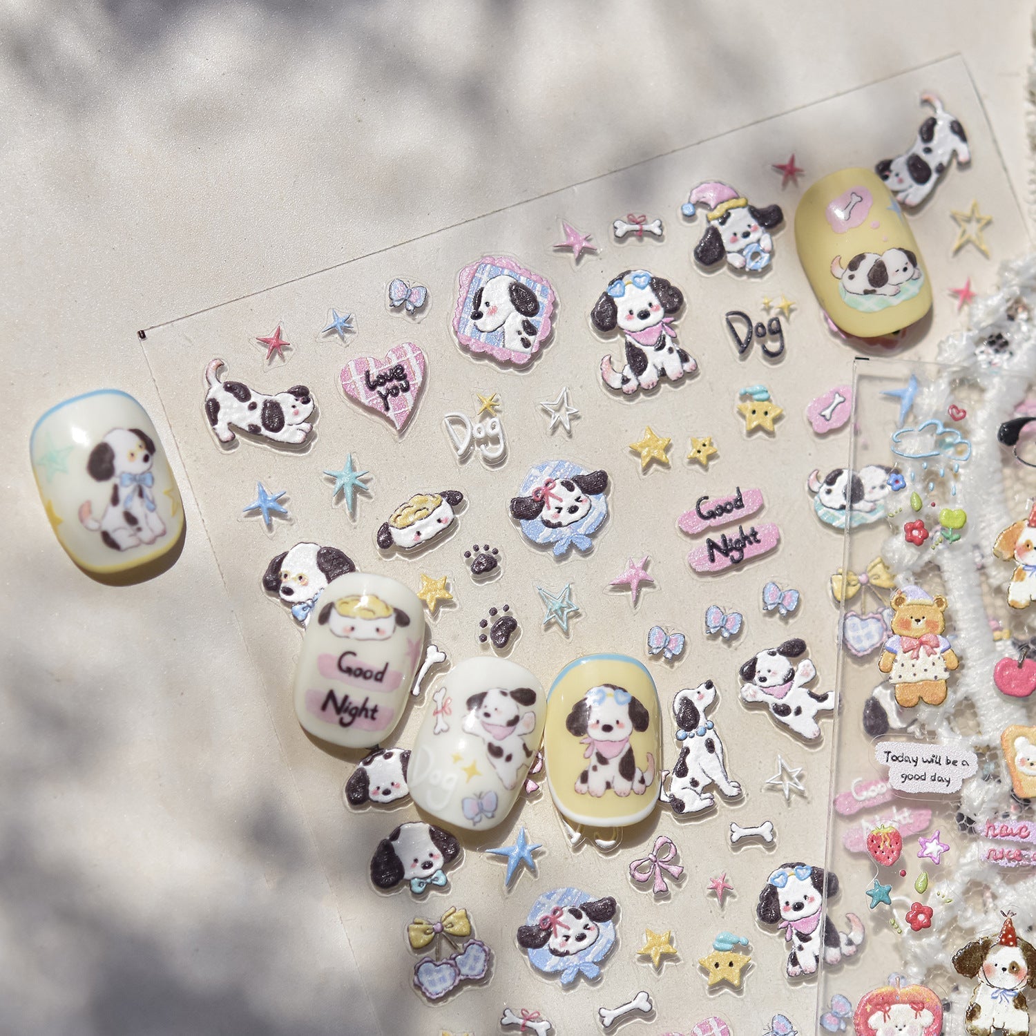 LuLuFun Studio Apple and Puppy Nail Deco Stickers - DIY Nail Art Decals