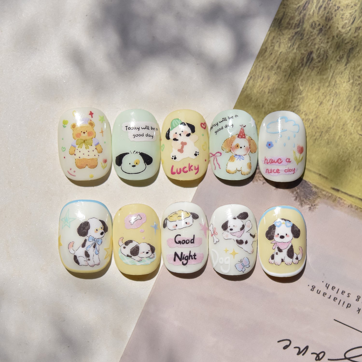 LuLuFun Studio Apple and Puppy Nail Deco Stickers - DIY Nail Art Decals