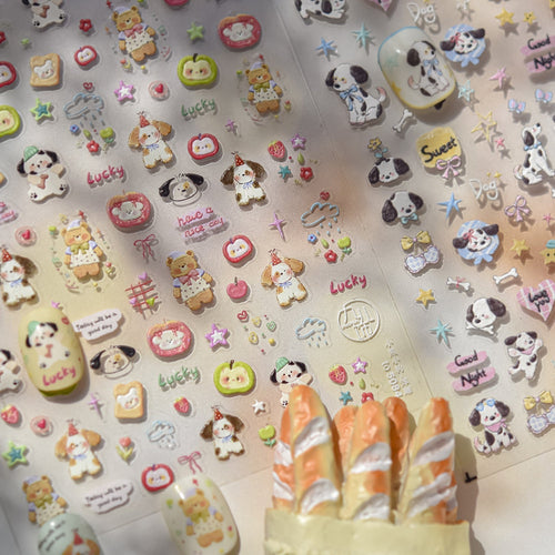 LuLuFun Studio Apple and Puppy Nail Deco Stickers - DIY Nail Art Decals