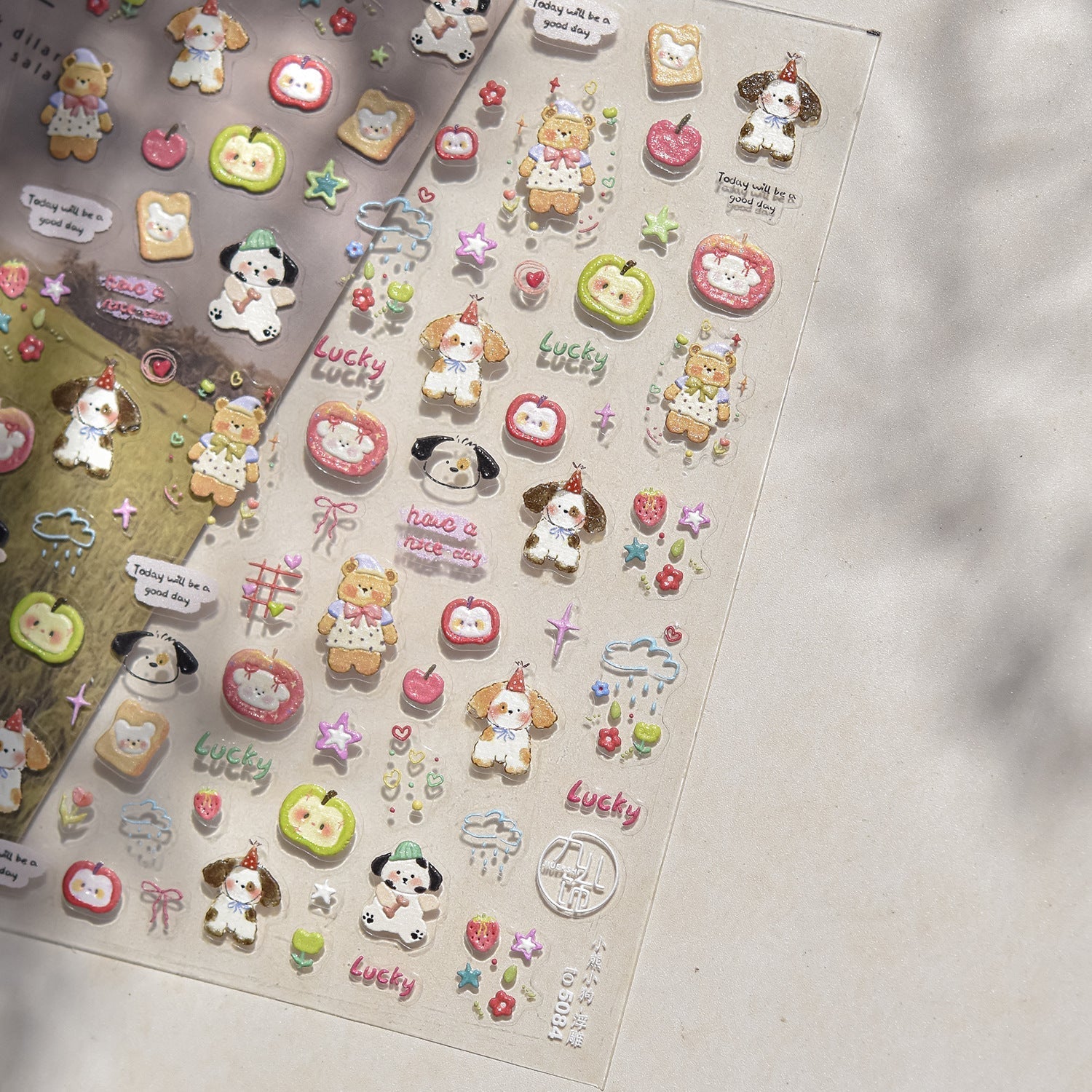 LuLuFun Studio Apple and Puppy Nail Deco Stickers - DIY Nail Art Decals