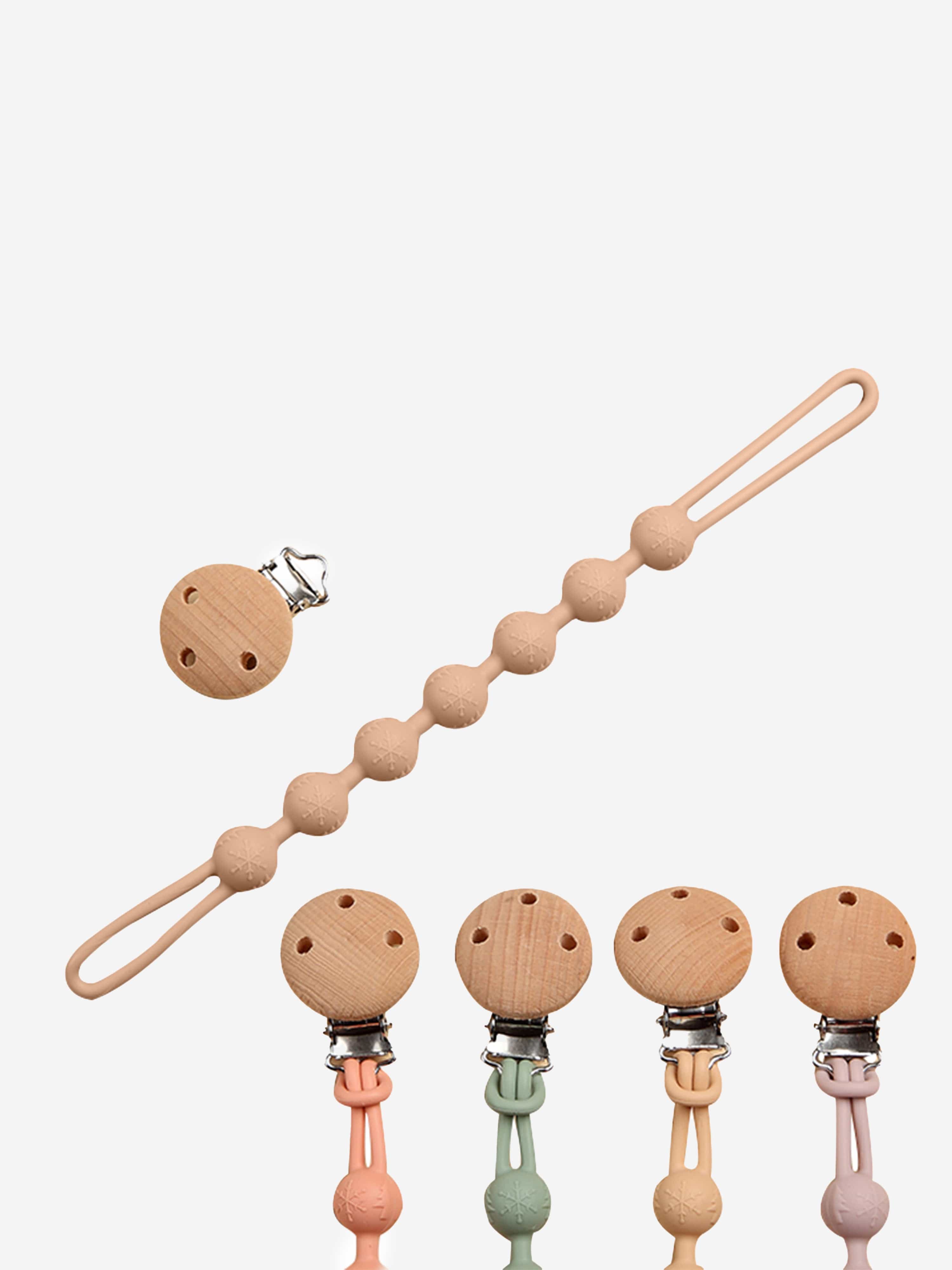 Bloom Bambini Baby Pacifier Clip and Teether | Organic Peach Silicone