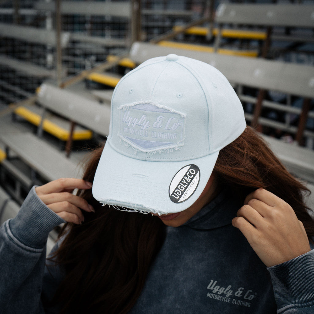 Uggly and Co Arctic Blue Diamond Vintage Cap – Acid Wash Distressed Hat