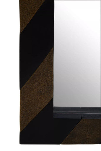 Orsina Aris Black and Gold Wall Mirror | Striped Acacia Wood Frame