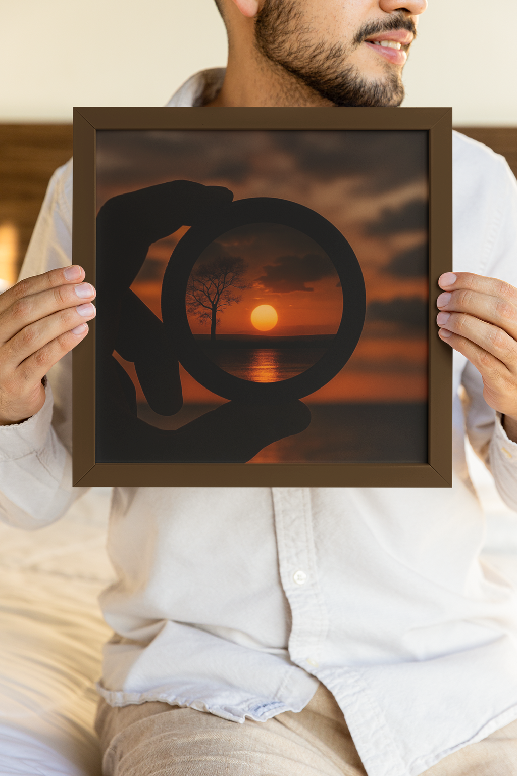 Sunset Through Camera Lens Wall Art – Photography Inspired Scenic Poster