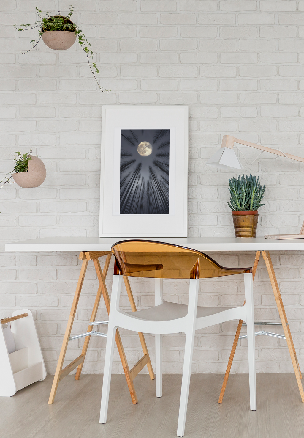 Ethereal Night Landscape Canvas – Glowing Moon & Forest Scene