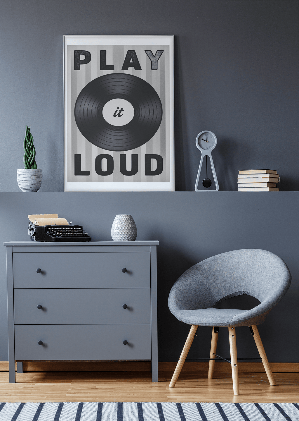 Play It Loud Vinyl Record Wall Art – Retro Music Poster for Studio & Home Decor
