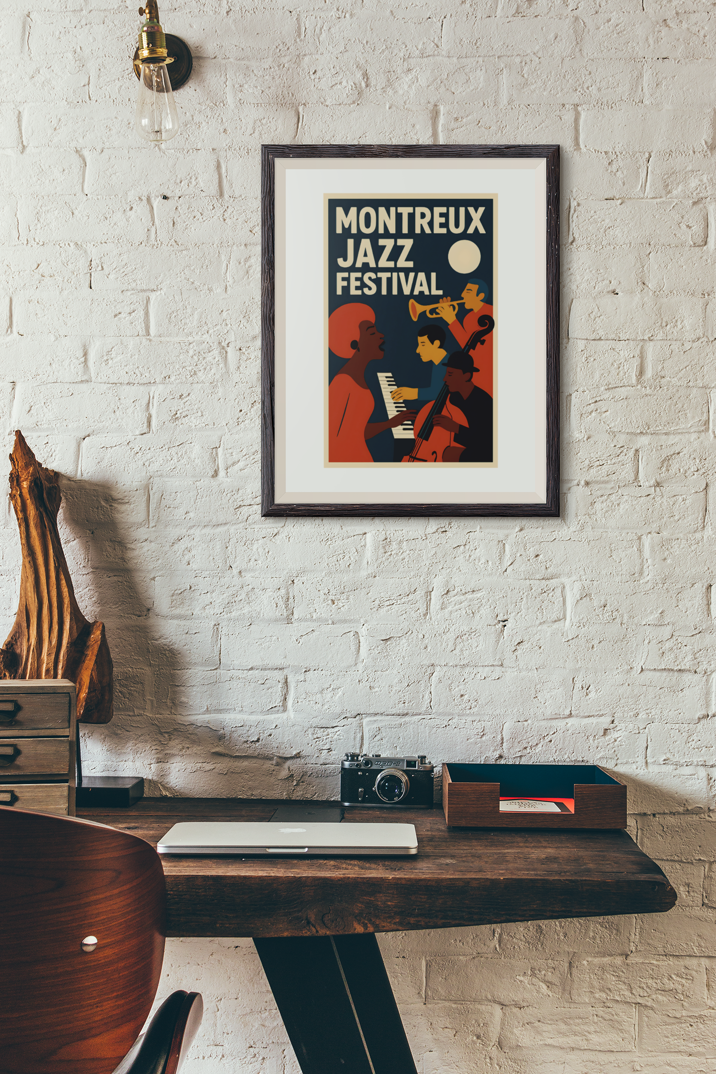 Montreux Jazz Festival Poster – Retro Music Wall Art – Vintage Jazz Print – Bold Mid Century Modern Home Decor for Musicians