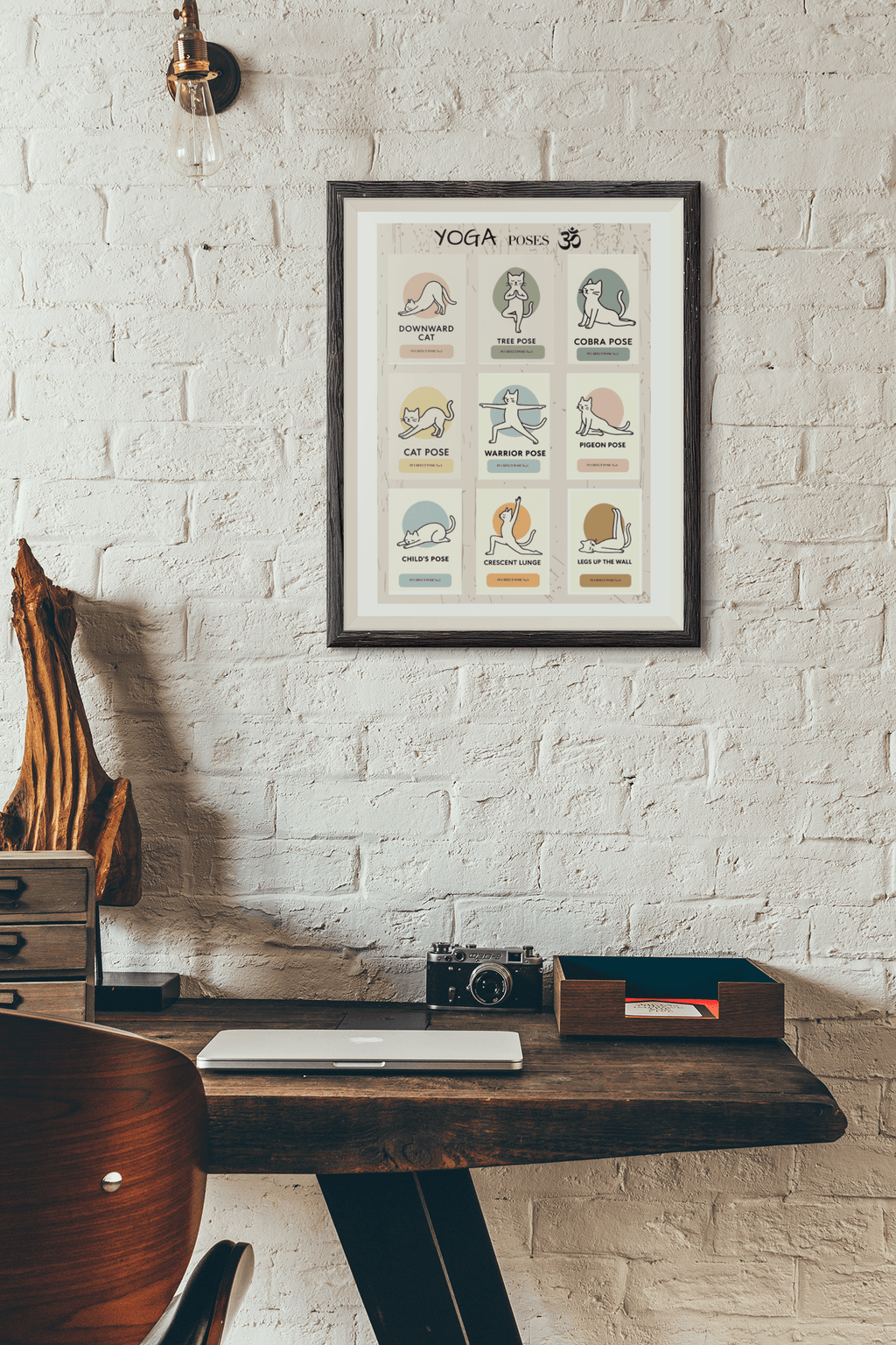 Cat Yoga Digital Print Bundle – 9 Poses + Full Poster (Instant Download)