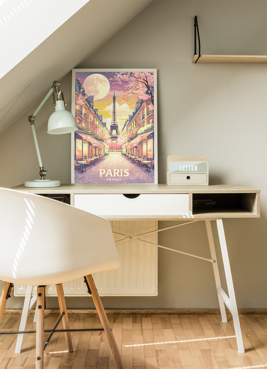 Paris Street Scene Wall Art - Eiffel Tower Sunset Print
