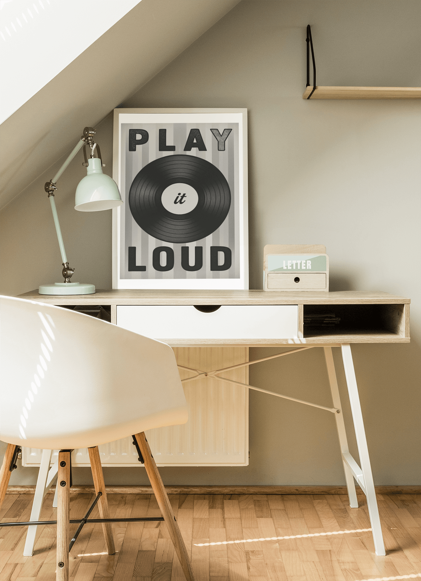 Play It Loud Vinyl Record Wall Art – Retro Music Poster for Studio & Home Decor