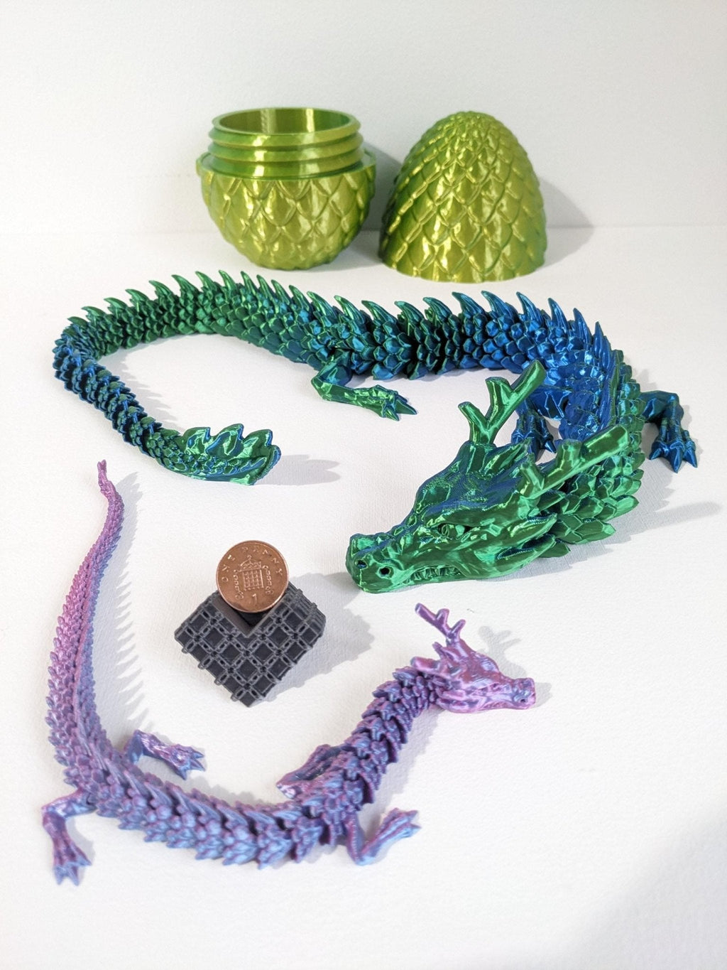Chaddyverse Articulated Crystal Dragon – 3D Printed Silk PLA Fidget Toy