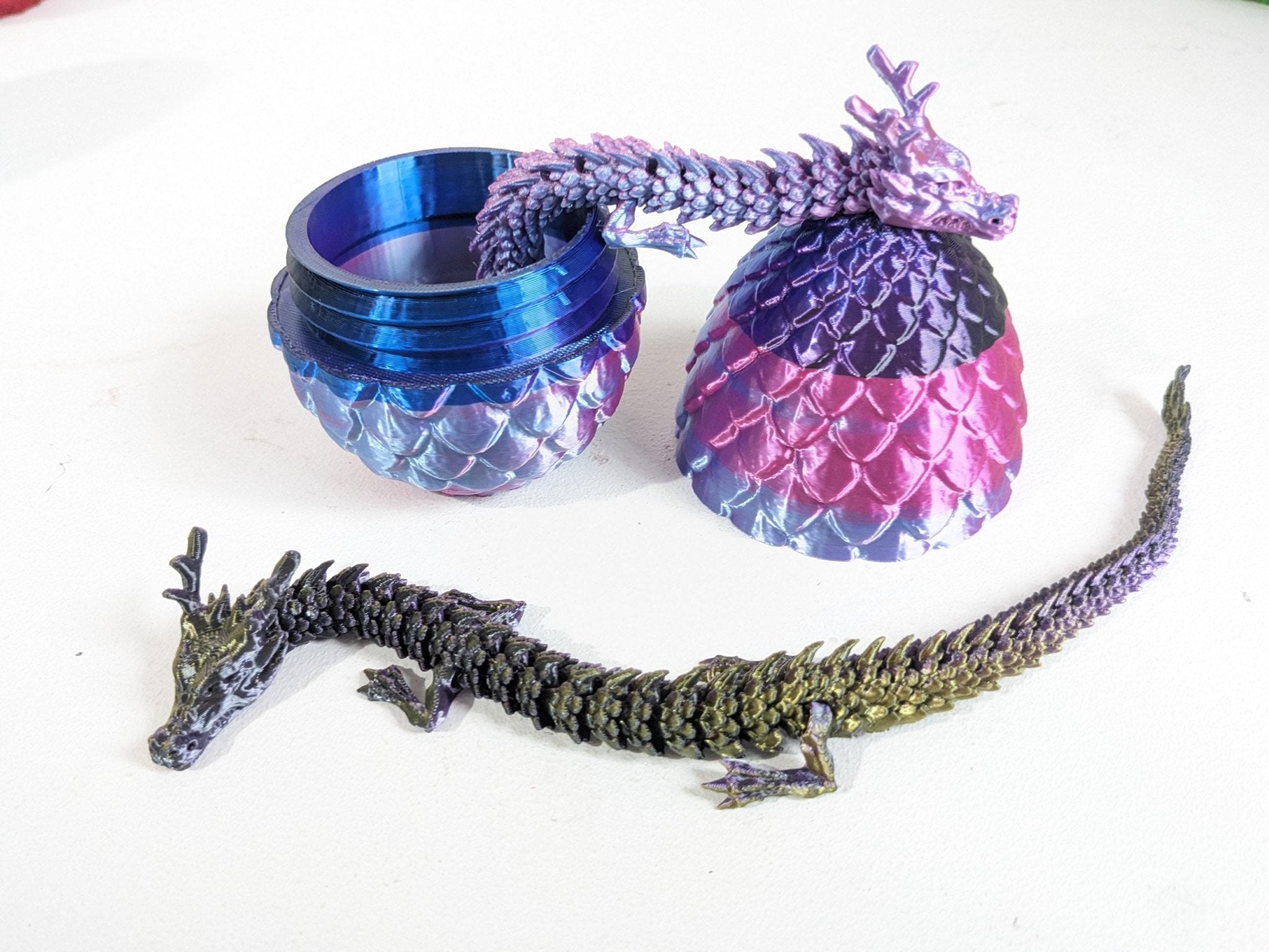 Chaddyverse Articulated Crystal Dragon – 3D Printed Silk PLA Fidget Toy