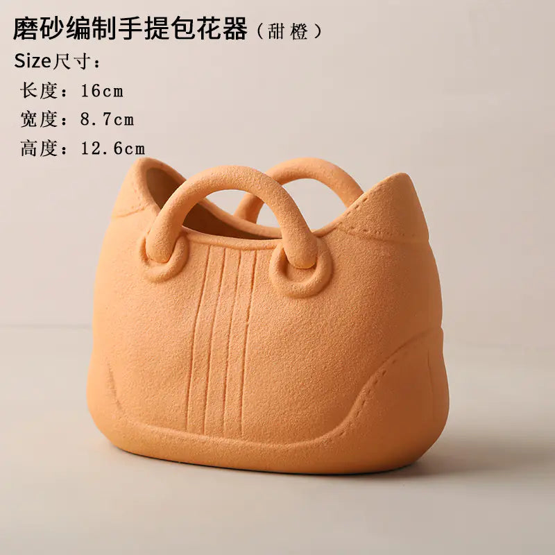 Ceramic Handbag Vase – Modern Morandi Style Tote Flower Pot