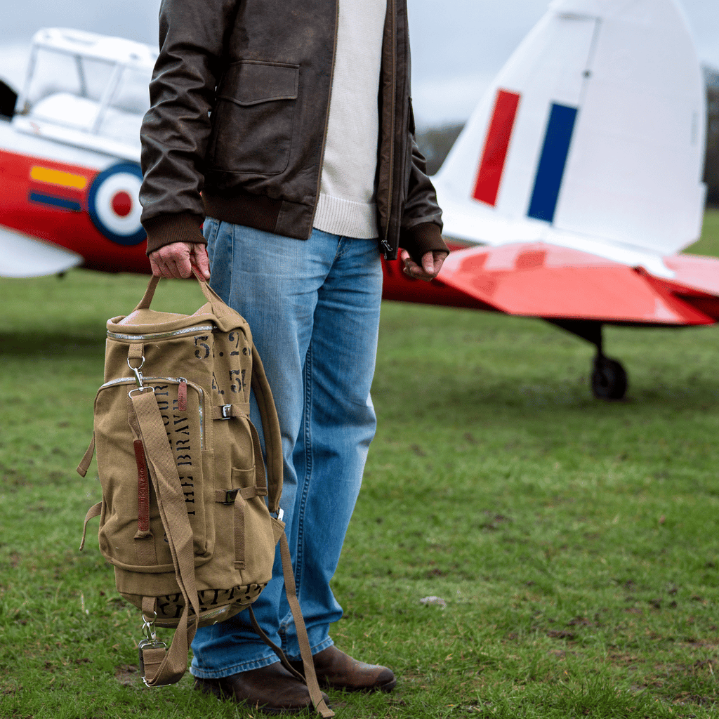 Uggly and Co Aviation Beige Cotton Canvas Military Duffle Bag