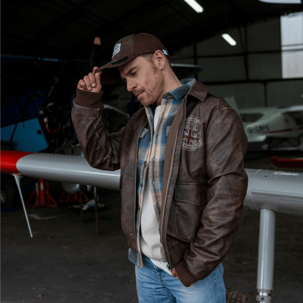Uggly and Co Aviation Bomber Jacket – Distressed PU Leather Moto