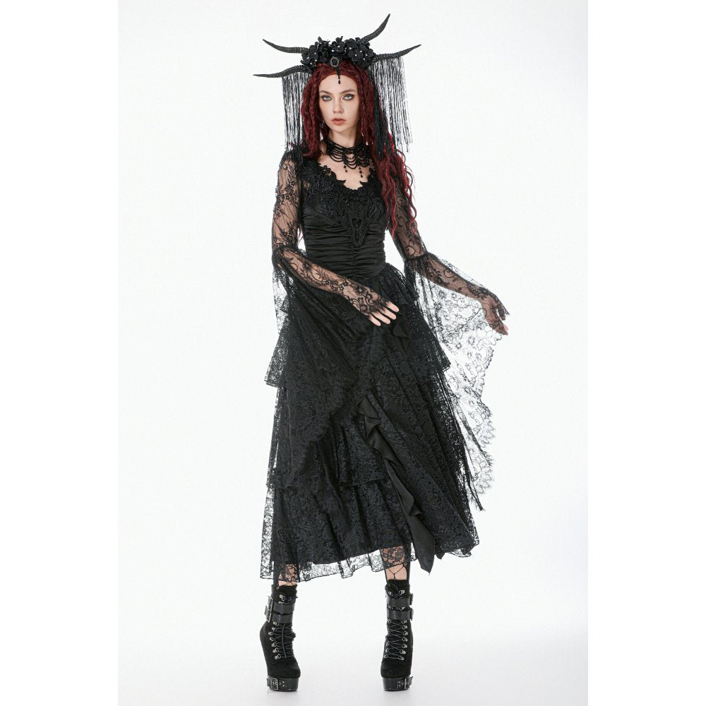 Dark In Love Gothic Lace Bell Sleeve Cape – Dragon Embroidery