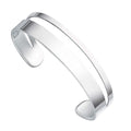 Gecko Jewellery D-Shape & Flat Torque Bangle in Polished Silver Finish