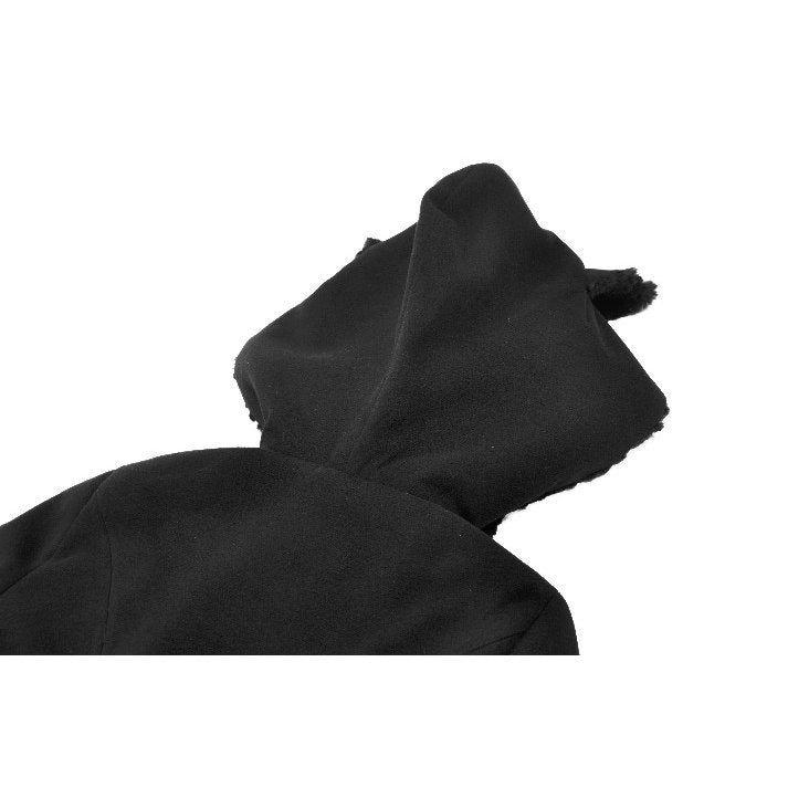 Dark in Love Cat-Ear Faux Fur Trim Gothic A-Line Skater Coat