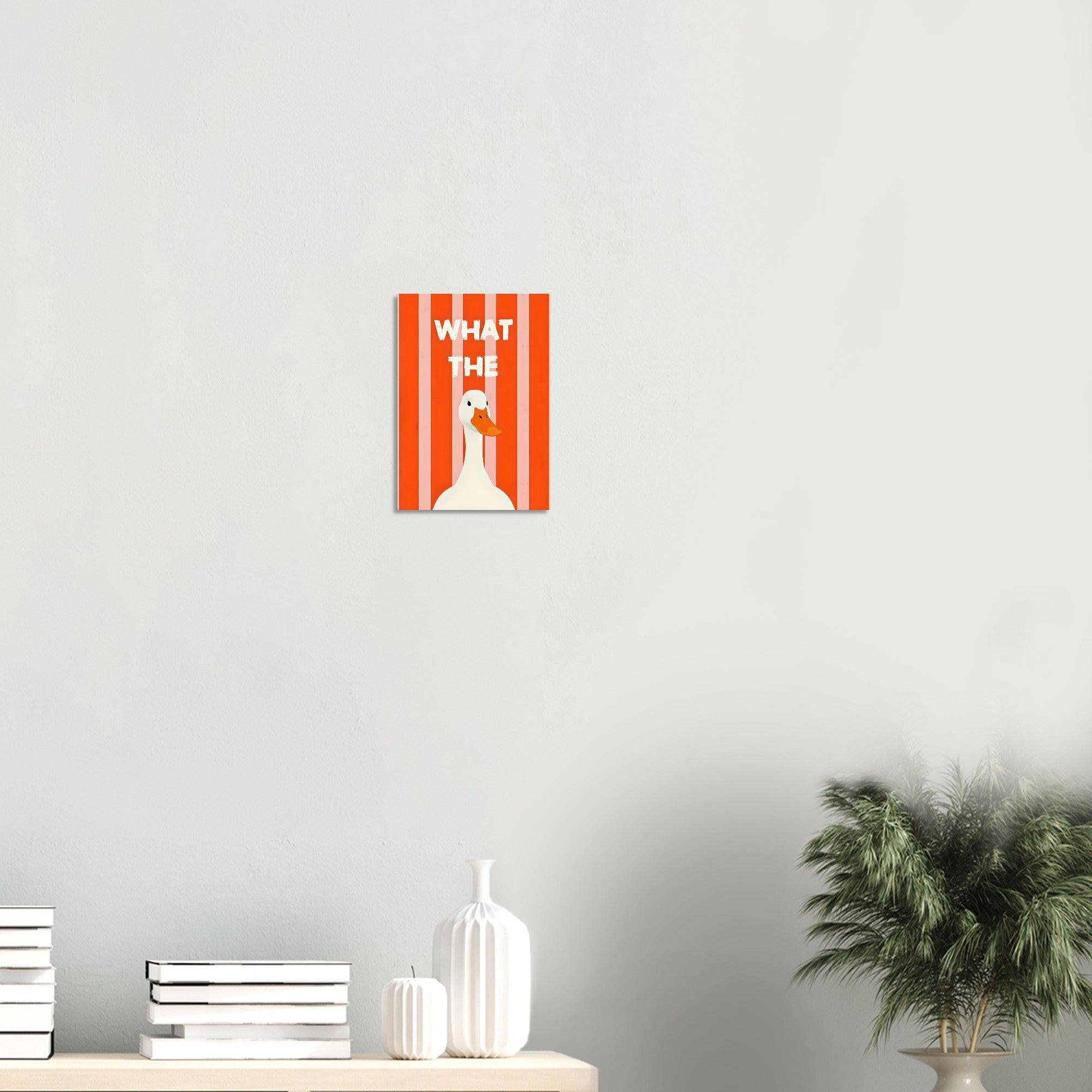 What The Duck: Funny Minimalist Animal Poster - Bold Stripes & Whimsical Design