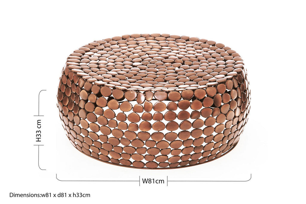 Orsina Templar Gold Round Iron Pebble Design Coffee Table