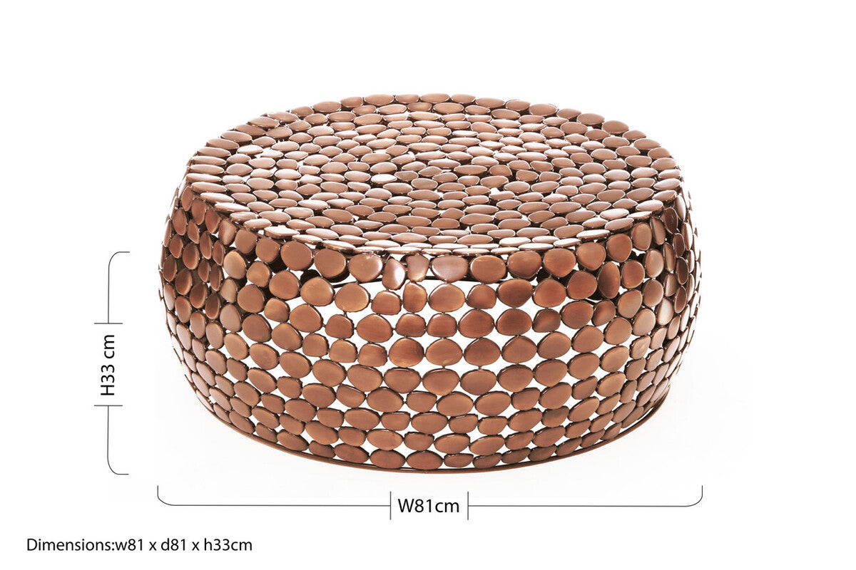 Orsina Templar Gold Round Iron Pebble Design Coffee Table
