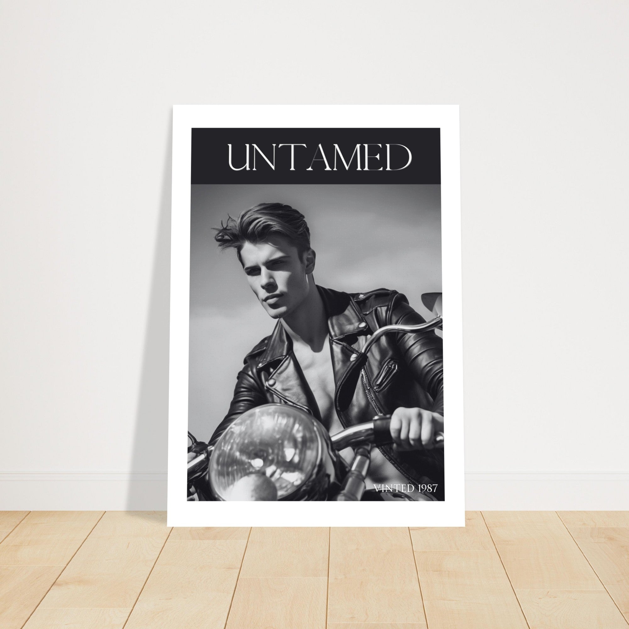 Untamed Retro Motorcycle Poster - Black & White Wall Art for Cool Spaces
