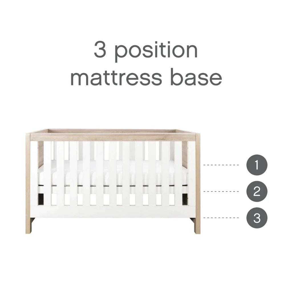Tutti Bambini Modena 3-in-1 Cot Bed - White/Oak