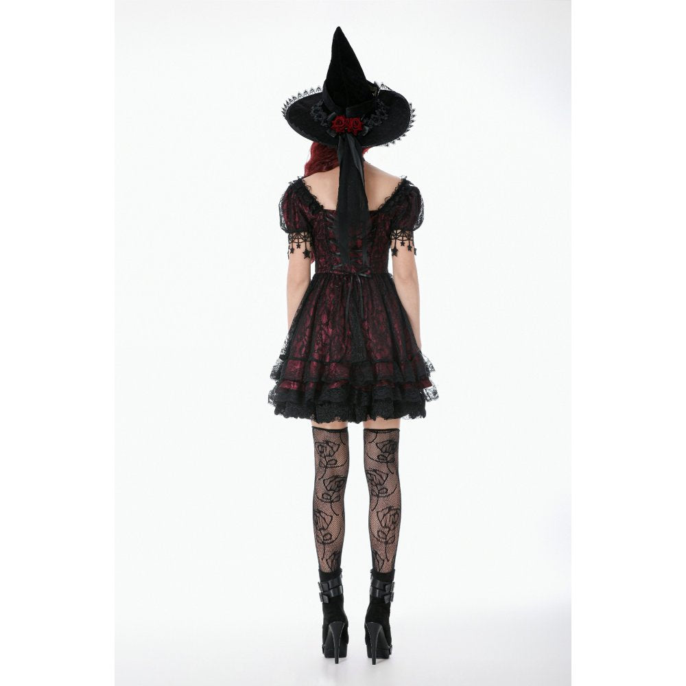 Dark in Love Red Black Lace Princess Dress with Star Charms