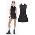 Dark in Love Valeria Gothic Corset Dress – Black Pleated Mini Dress
