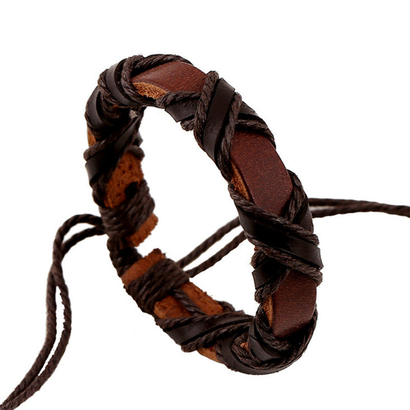 Asgard Leather Nordic Bracelet – Adjustable Viking Arm Band