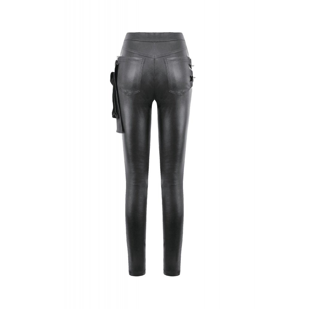 Dark in Love Punk Leather-Look Strap Detail Trousers | High-Waisted