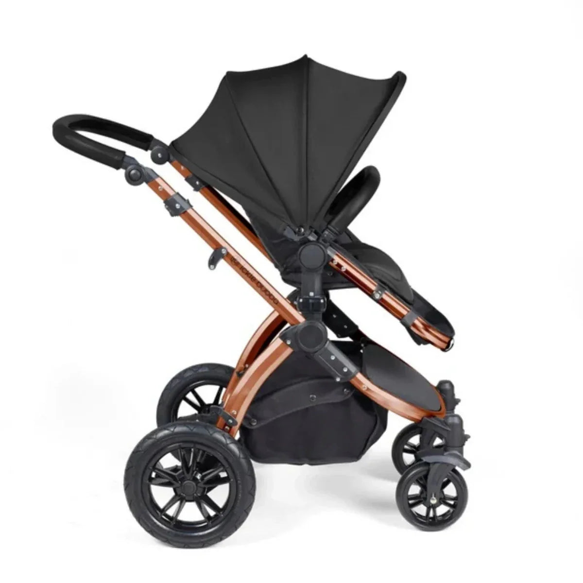 Ickle Bubba Stomp Luxe Travel System with i-Size Stratus Car Seat & ISOFIX Base 12 pcs - Bronze & Midnight & Black