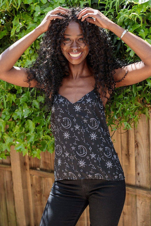 Kate's Clothing Moonprint Chiffon Cami – Strappy Alternative Vest Top