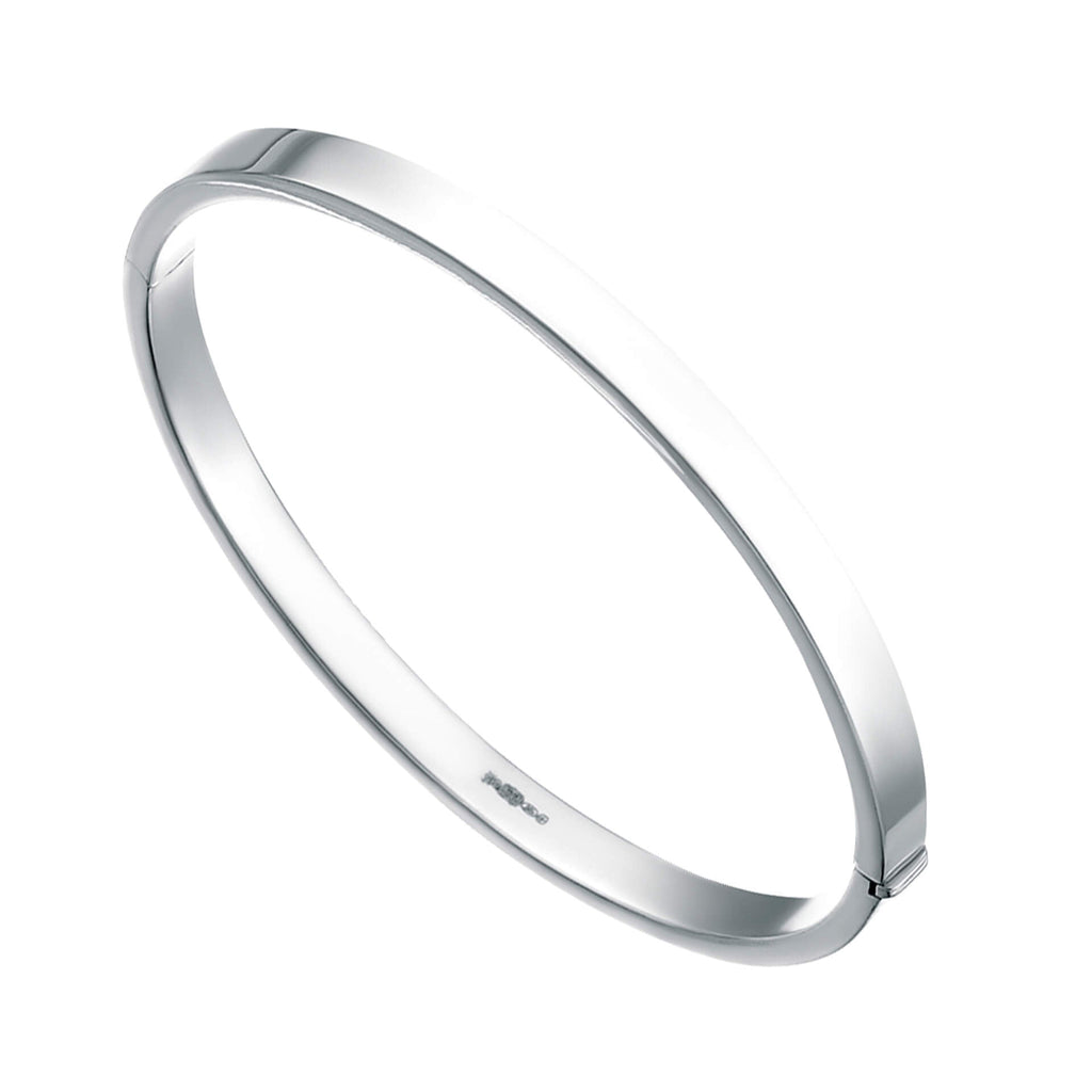 Gecko Jewellery Square Cut Hinged Bangle - Polished Engravable Silver